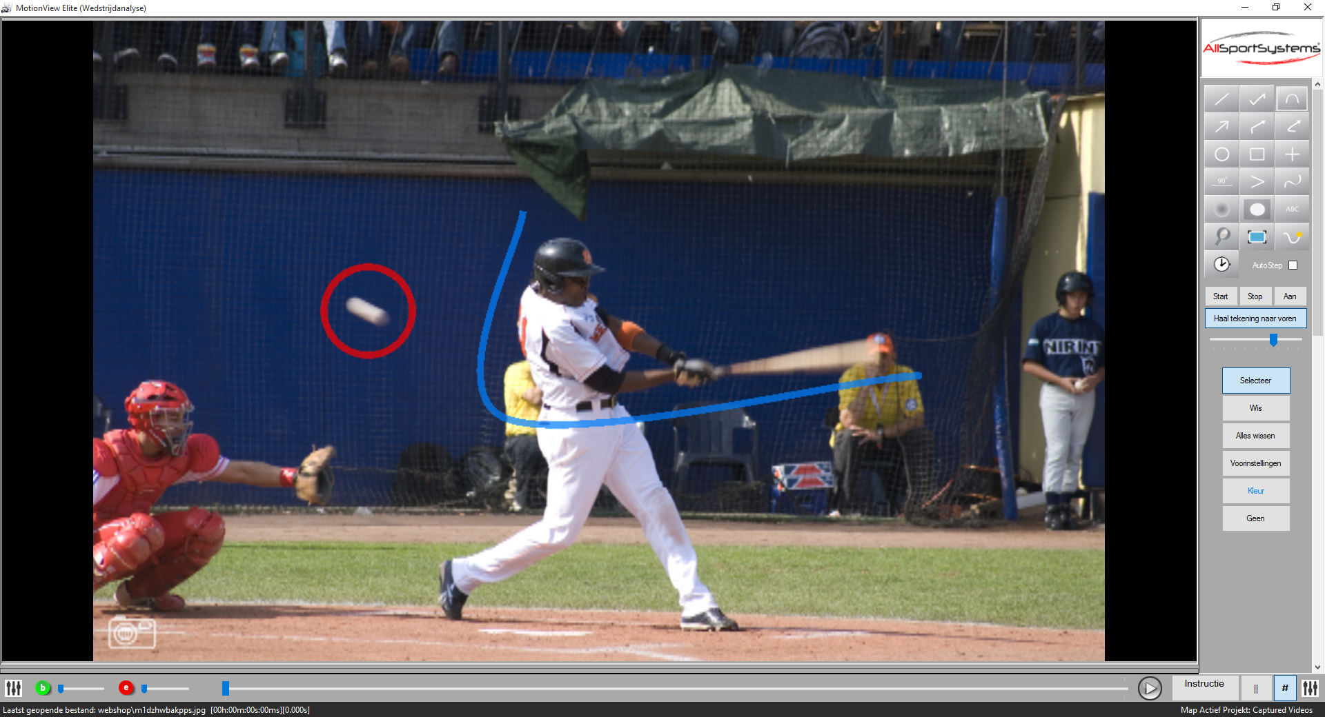 swing videoanalyse honkbal met MotionView